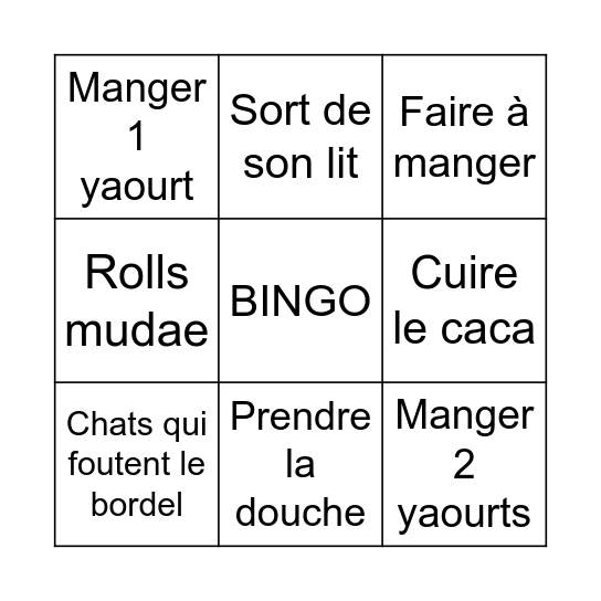 Marie en retatd Bingo Card