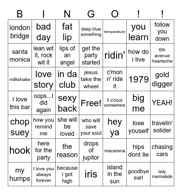 1996-2006 Bingo Card