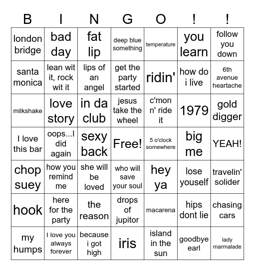 1996-2006 Bingo Card