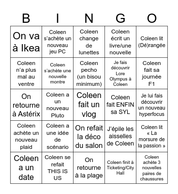 BINGO Coleen 2026 Bingo Card