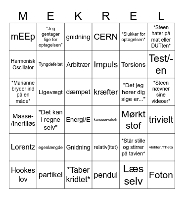 Den årlige MekRel-bingo!!! Bingo Card