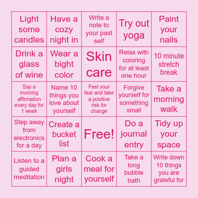 Self Love! Bingo Card