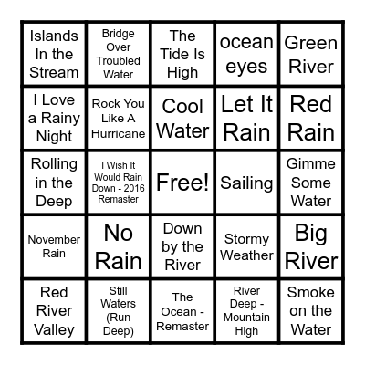 WATER Bingo Card
