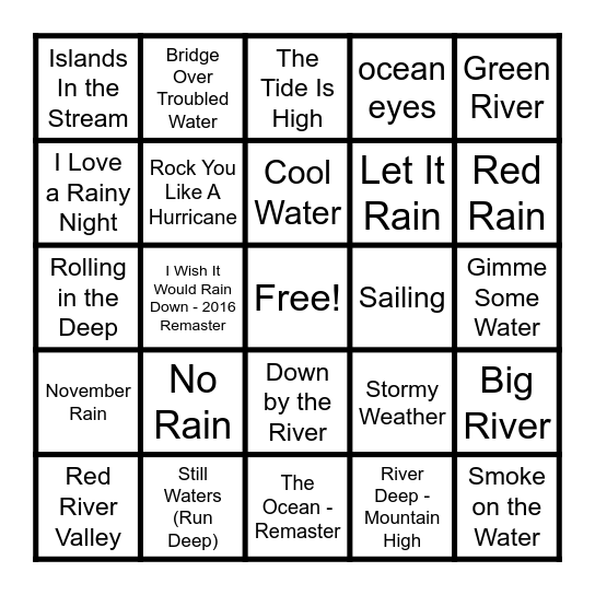WATER Bingo Card