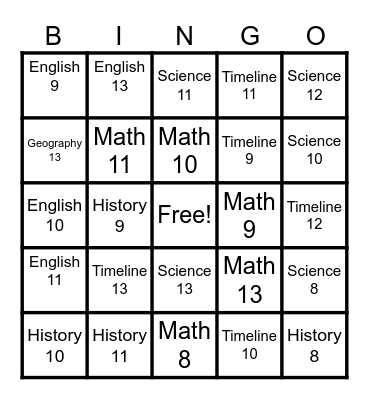 Foundations Review Bingo Card