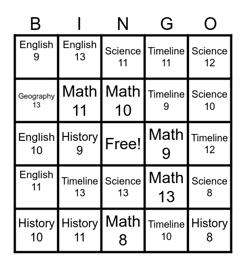 Foundations Review Bingo Card