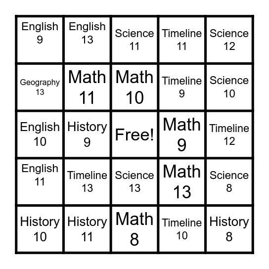 Foundations Review Bingo Card
