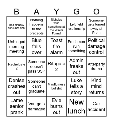 S2 Bingo Card