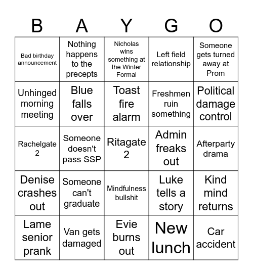S2 Bingo Card