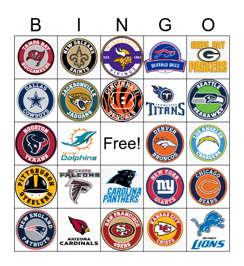 NFL Bingo Card