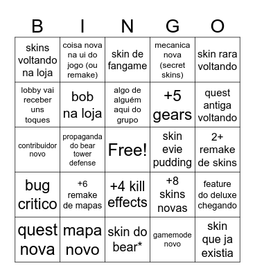 ISSA UPDATE (Update de QOL do BEAR Alpha) Bingo Card