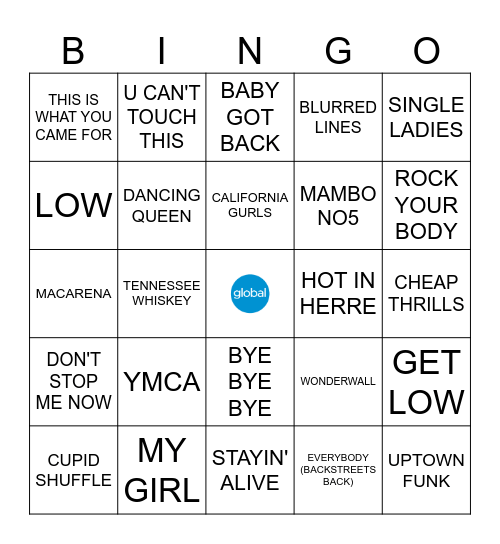 Most Requested DJ Songs Bingo Card