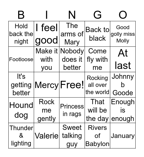 HITS 28 Bingo Card