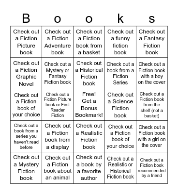 Fiction February Bingo Card