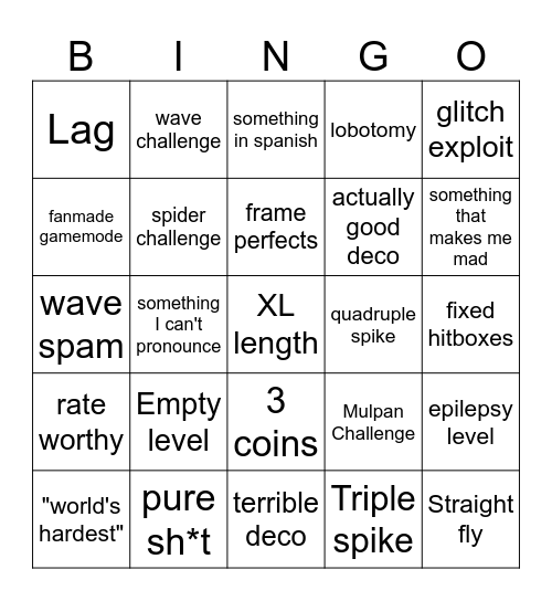 Recent Tab Bingo Card