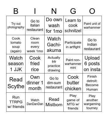 2026 Bingo Card