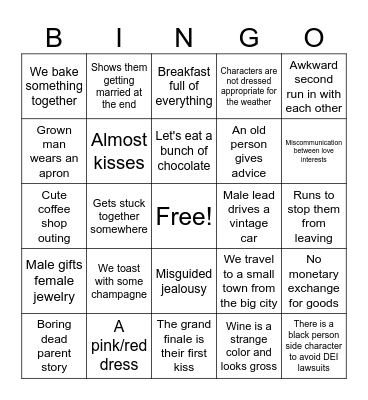 Hallmark Valentine's Day Movie Bingo Card