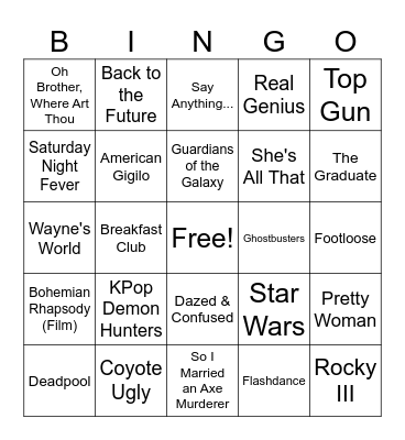 Name That Film Bingo Card