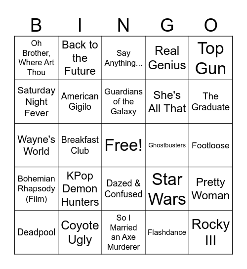 Name That Film Bingo Card