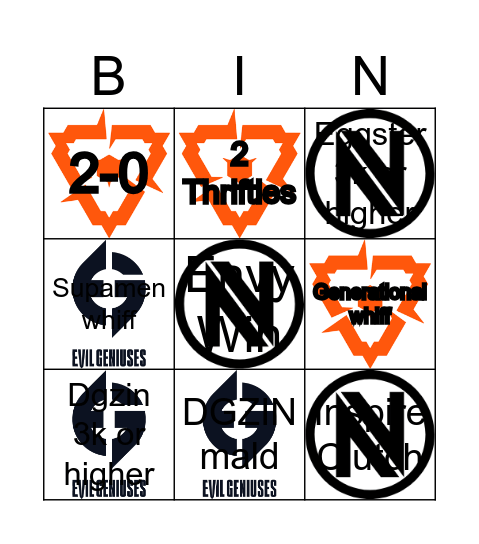 Envy vs DGZIN and friends Bingo Card