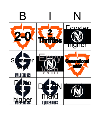 Envy vs DGZIN and friends Bingo Card