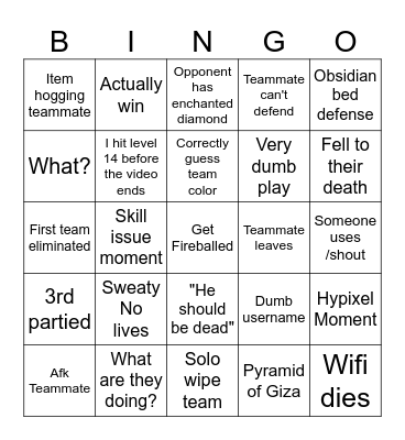 yes Bingo Card