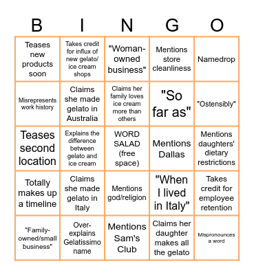 Ariel Podcast Bingo Card