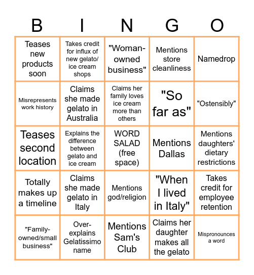 Ariel Podcast Bingo Card