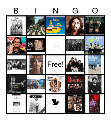 Beatles Bingo Card
