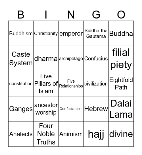 Analects-Hebrew Bingo Card