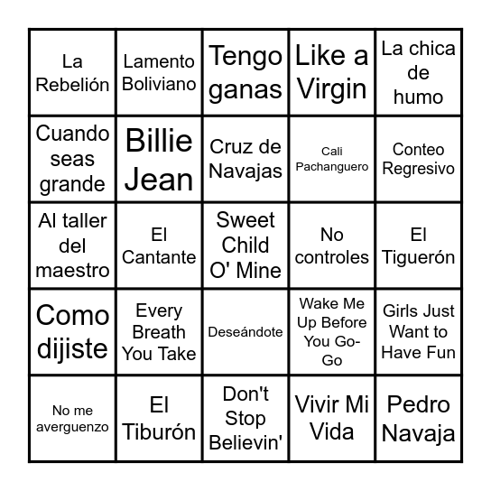 BINGO MUSICAL Bingo Card