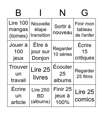 Objectifs 2026 Bingo Card