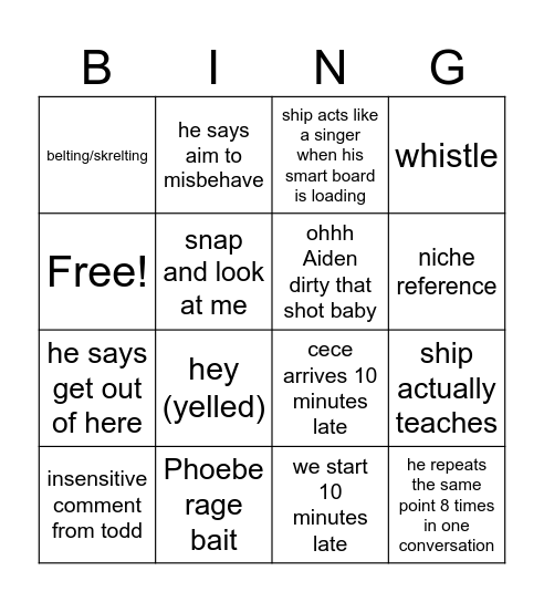 film bingo Card