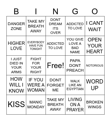 SONGS THAT TURN 40 Bingo Card