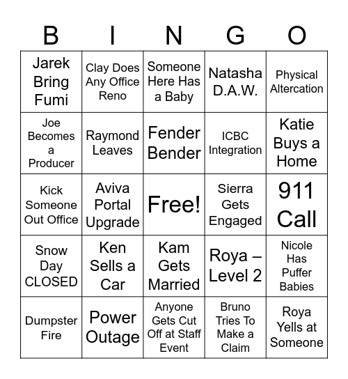 Office Bingo 2026 Bingo Card