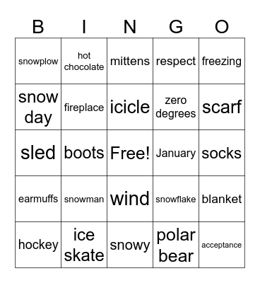 Winter Words Bingo Card