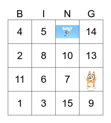 Bluey Bingo Card