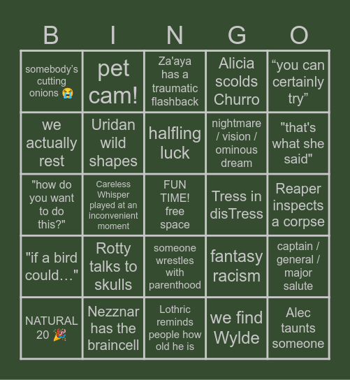 Hellraizers Session 112 Bingo Card