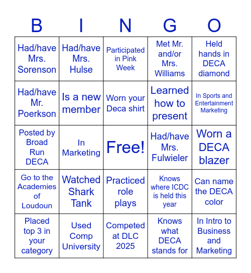 DECA BINGO! Bingo Card