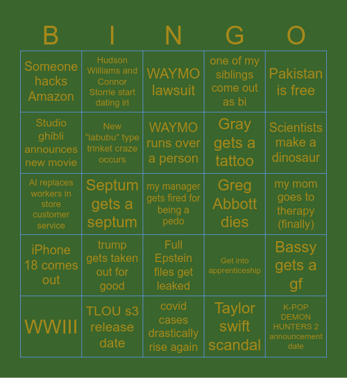 REED’S 2026 BINGO Card