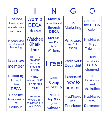 DECA BINGO! Bingo Card