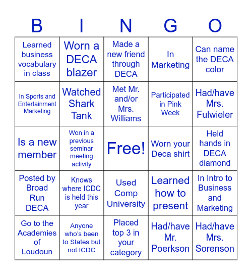 DECA BINGO! Bingo Card