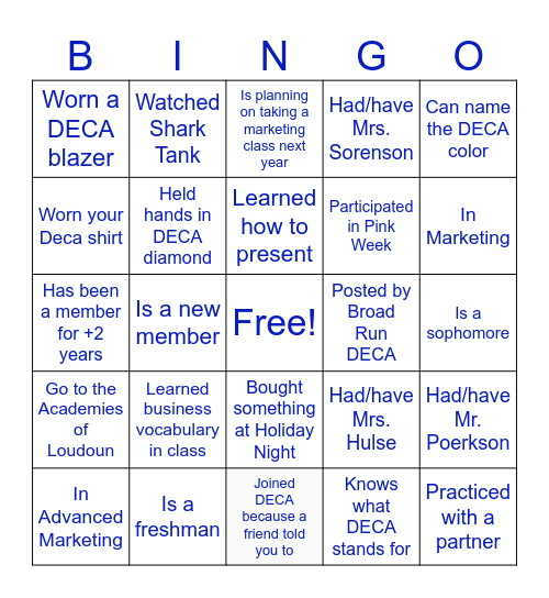 DECA BINGO! Bingo Card