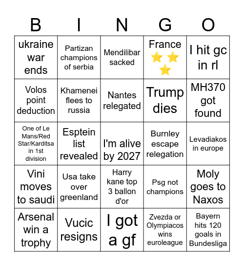 My bingo 2026 Bingo Card