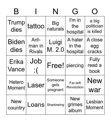 2026 Bingo Card