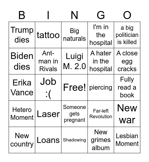 2026 Bingo Card