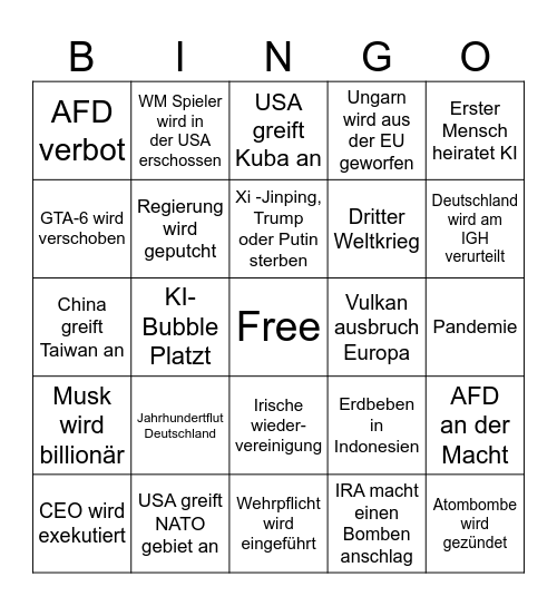 2026 Bingo Card