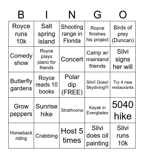 2026 Bingo Card