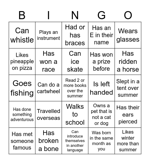 Find someone who... Bingo Card