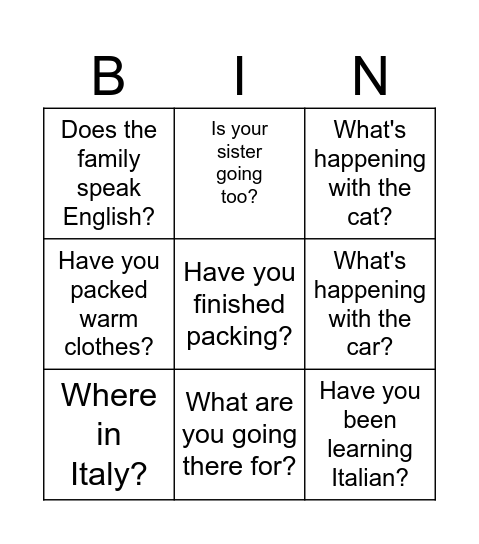 Untitled Bingo Card